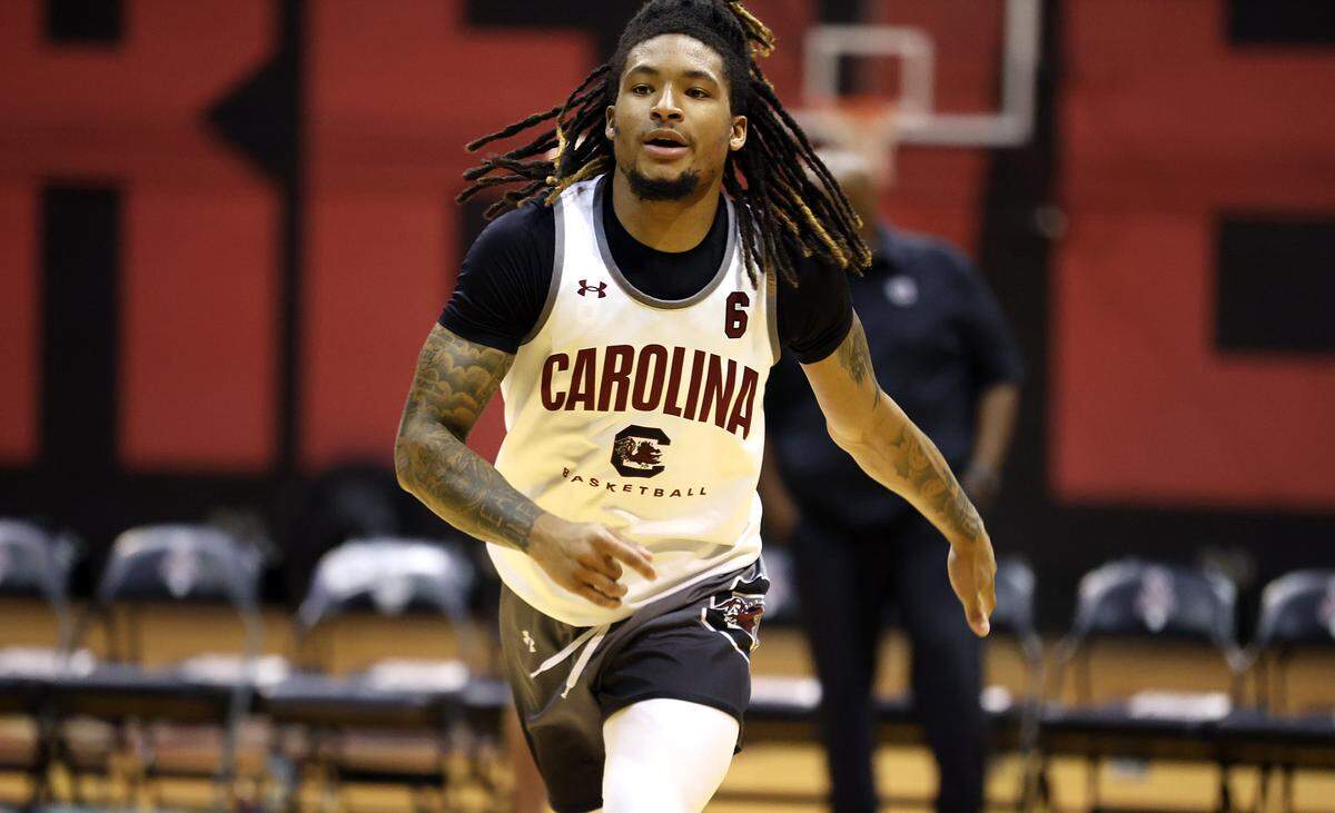 South Carolina’s Jamarii Thomas during a summer men’s basketball practice on Tuesday, July 30, 2024 inside Carolina Coliseum.