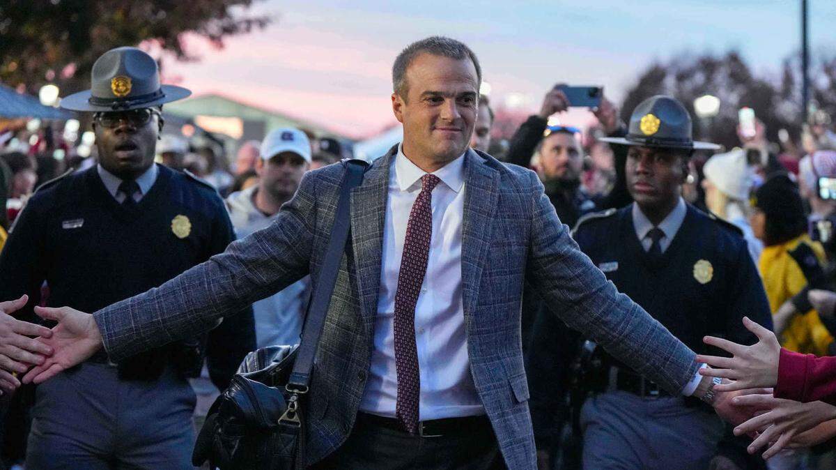 South Carolina Gamecocks head coach Shane Beamer leads the Gamecock Walk