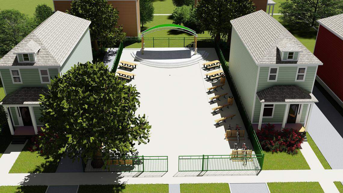 An artist’s rendering of what the proposed park on Richland Street would look like. The park at 1324 Richland would be operated by Holy Trinity Greek Orthodox Church, according to a proposal before Columbia’s zoning board.