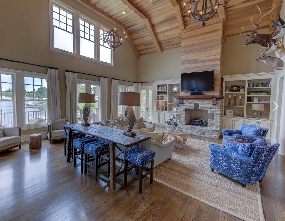 The main living room of a $2.3 million home recently sold near Lake Murray
