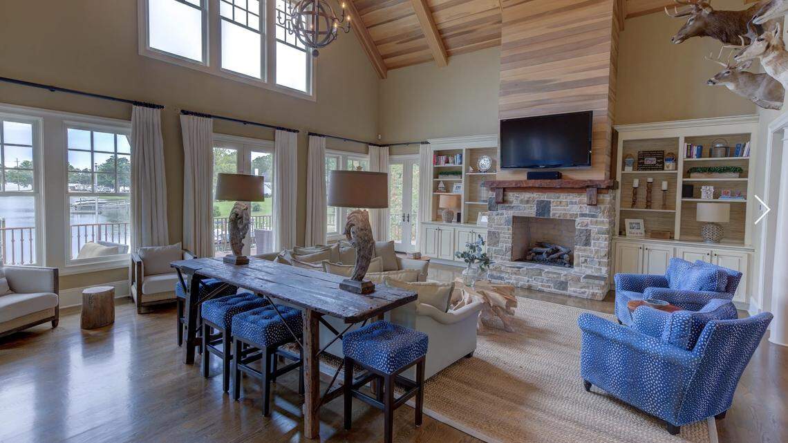The main living room of a $2.3 million home recently sold near Lake Murray