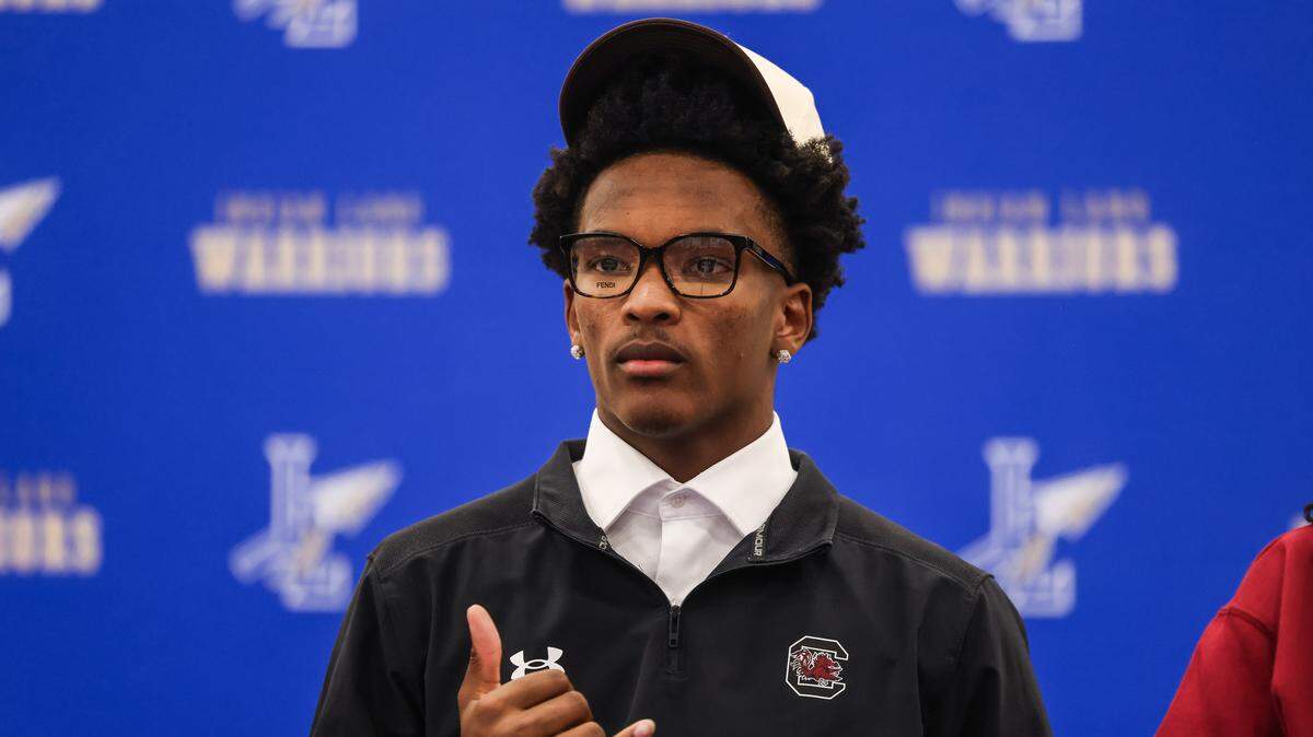 Sequel Patterson is seen during the National Signing Day ceremony at Indian Land High School in Lancaster on Wednesday, December 3, 2025.