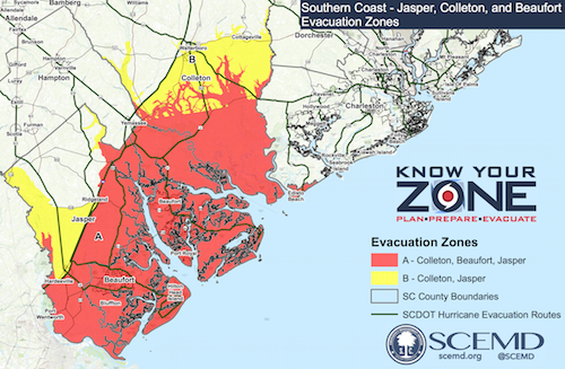 S.C. Emergency Management Division’s evacuation map.