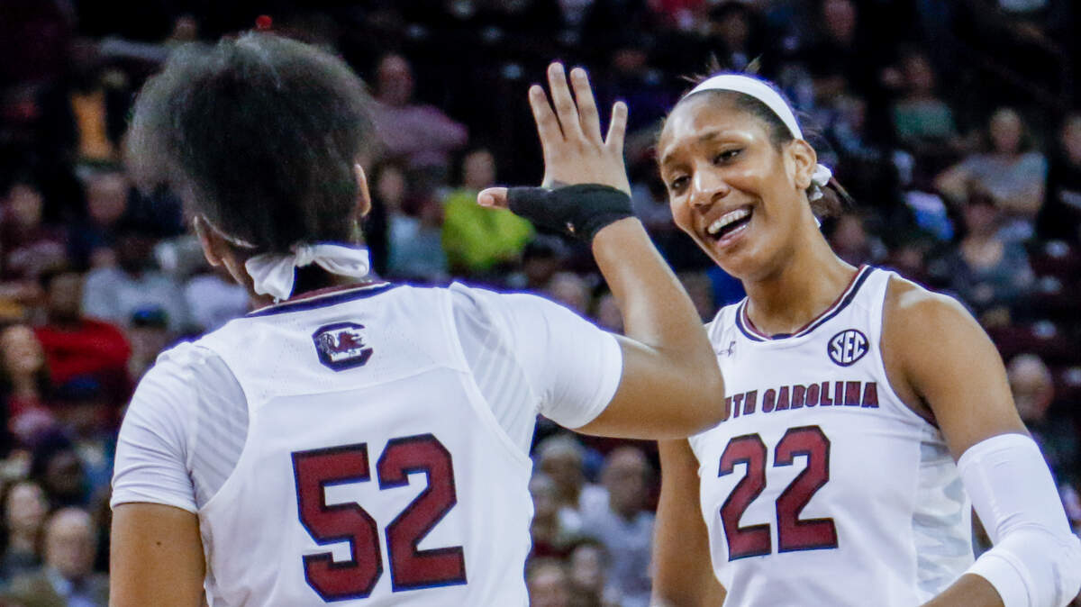 Tyasha Harris (52) and A’ja Wilson helped South Carolina to a win against Clemson this season.