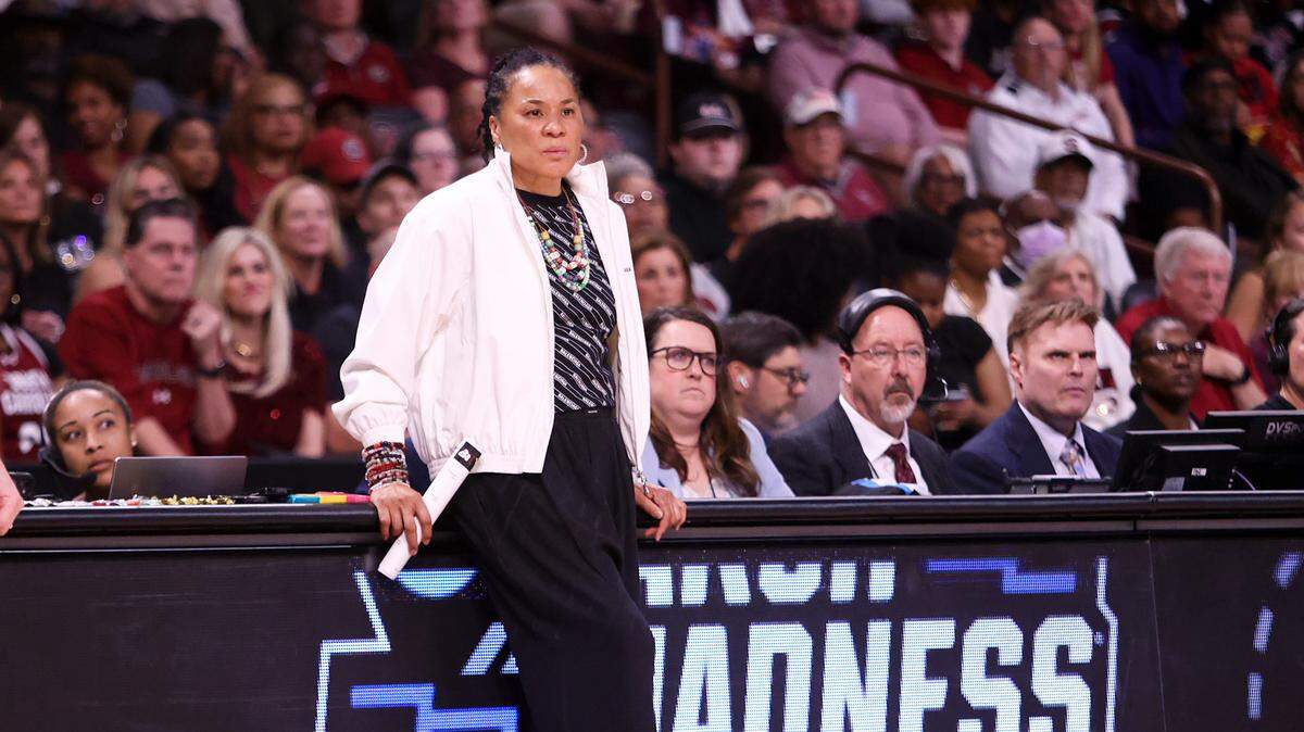 South Carolina's Dawn Staley during the Gamecocks' NCAA Tournament Sweet 16 win over Southern Cal on Monday at Colonial Life Arena.