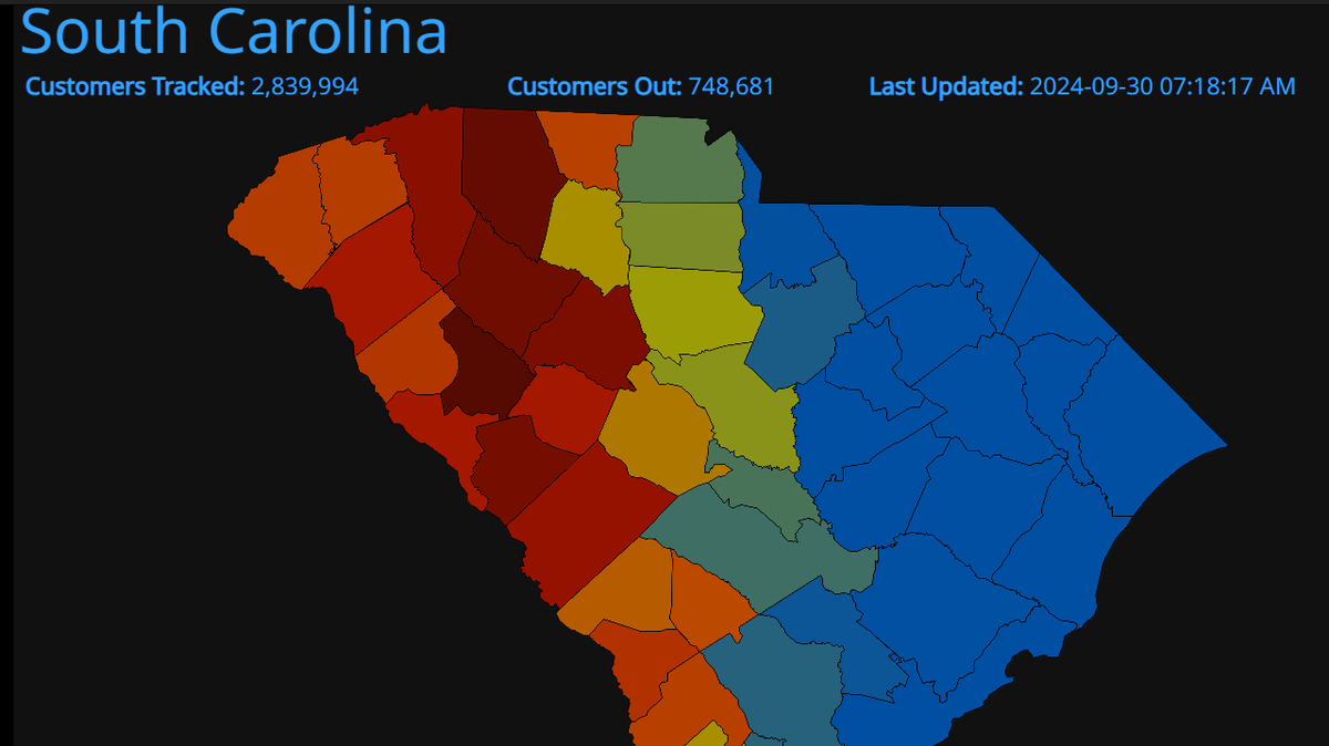 Thousands in SC still out of power after Helene. Here’s when lights could be back on for some