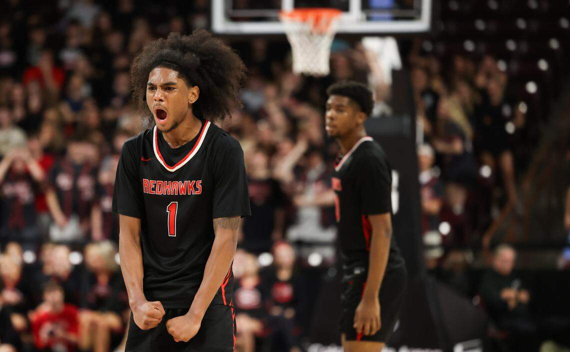 Jayden Crews of Westwood reacts to a play during Westwood’s game against Greenville in the SCHSL Class 5A Division II Boys State Final at Colonial Life Arena in Columbia on Thursday, March 5, 2026.
