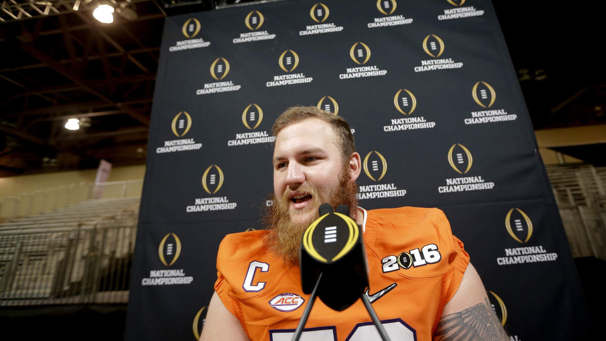 Former Clemson offensive lineman Eric Mac Lain, pictured ahead of the Tigers’ 2016 College Football Playoff national championship game against Alabama, is entering his fourth year as an ACC Network studio analyst.