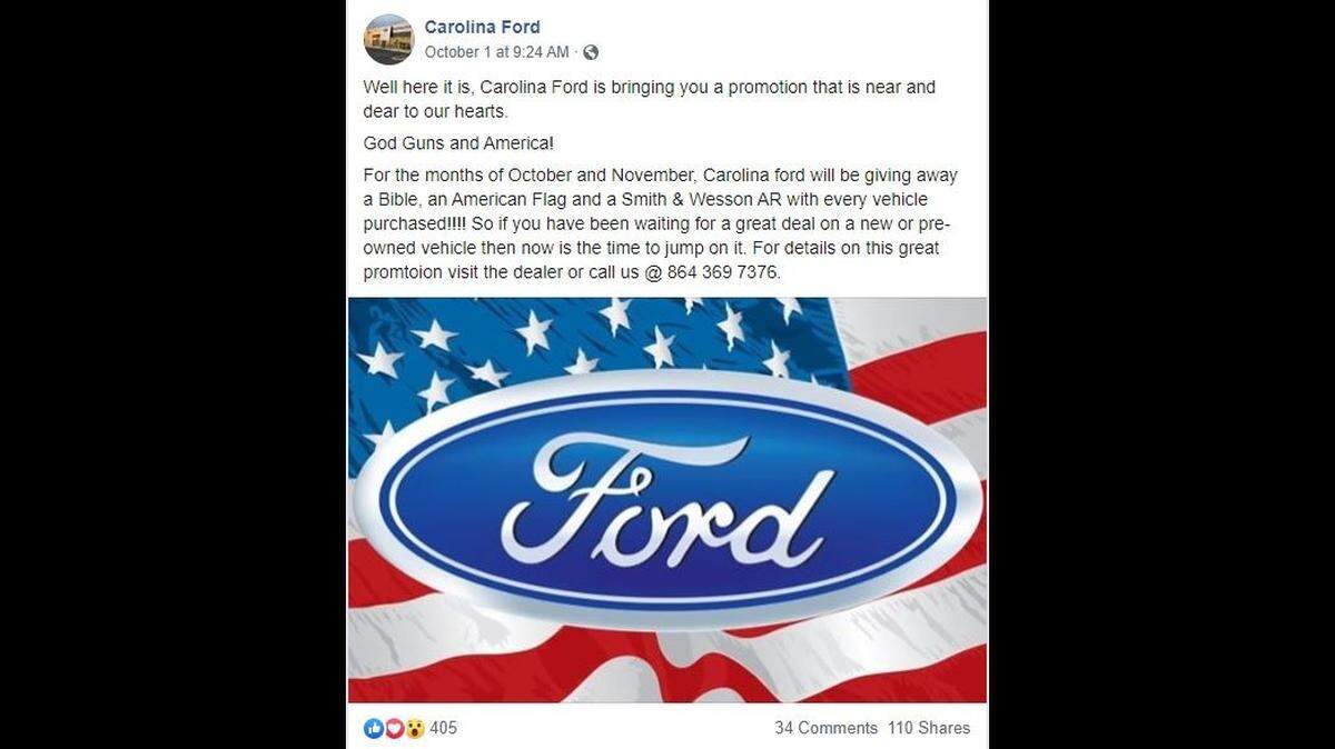 A South Carolina car dealership says it’s offering AR-15 vouchers to customers.