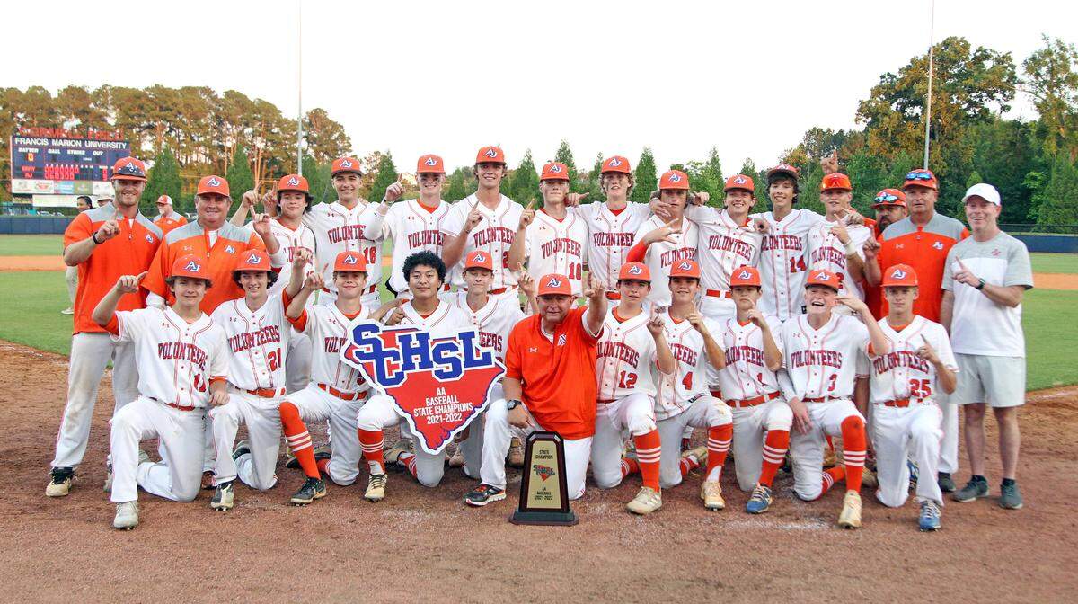 Andrew Jackson celebrates its series win over Gray Collegiate of the Class 2A baseball state championship. The third and final game was played Saturday, May 28, 2022 at Francis Marion University’s Cormell Field.