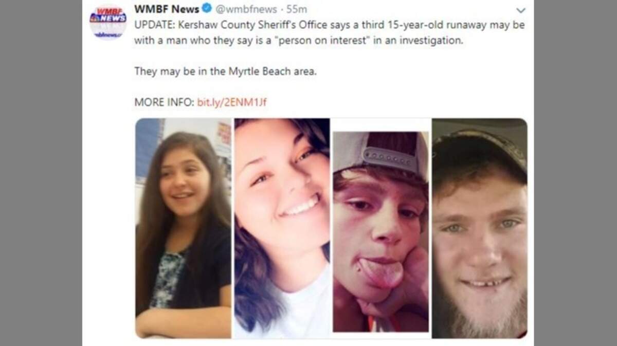 The Kershaw County Sheriff’s Office is searching for three missing teenagers and a person of interest.