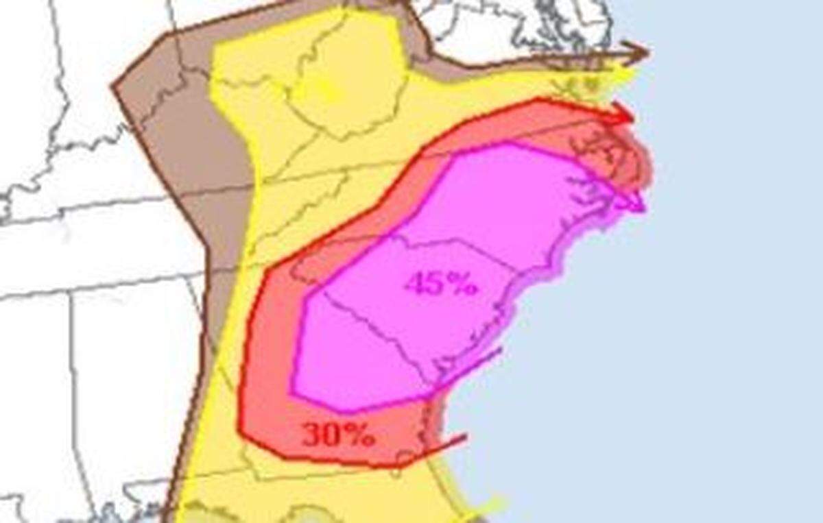 The chances increased that severe weather will affect the Midlands.