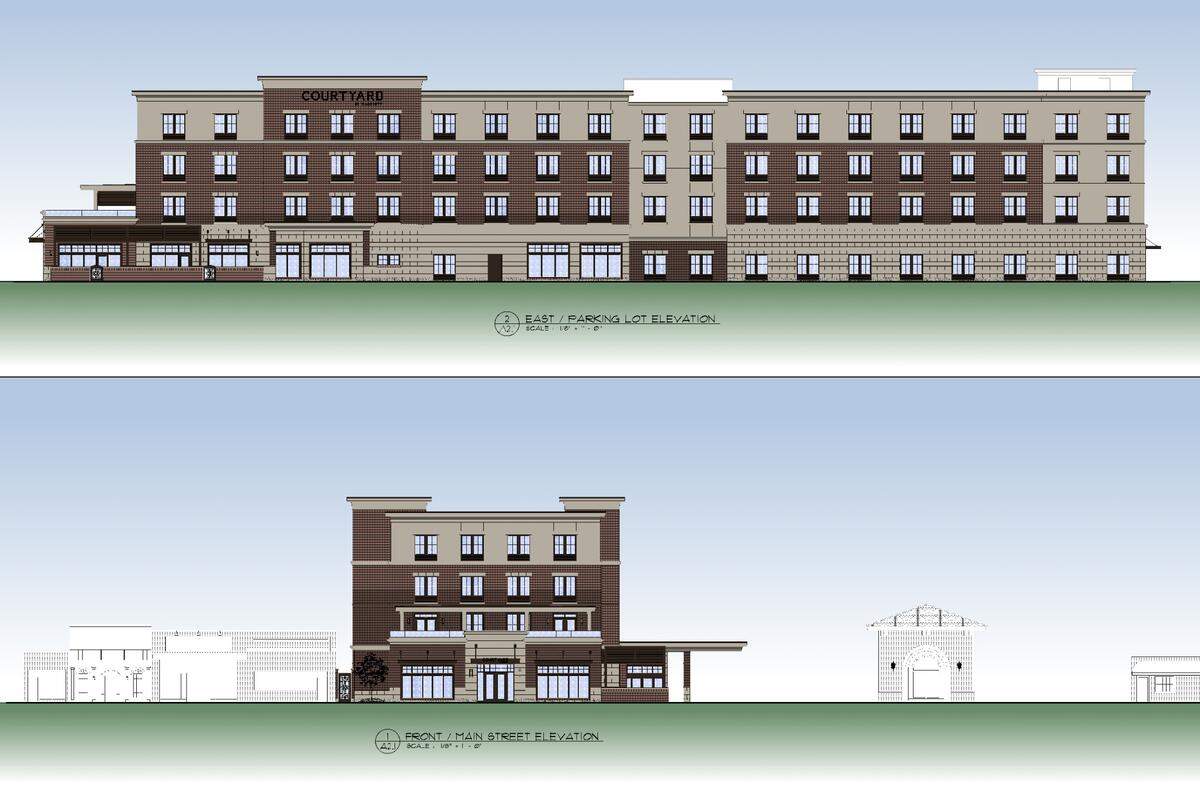 Architectural drawing of the Courtyard by Marriott proposed for downtown Lexington.