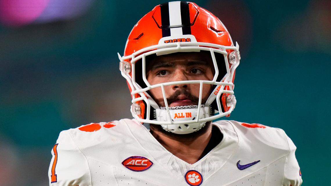 Oct 21, 2023; Miami Gardens, Florida, USA; Clemson Tigers running back Will Shipley (1) warms up prior to a game against the Miami Hurricanes at Hard Rock Stadium.