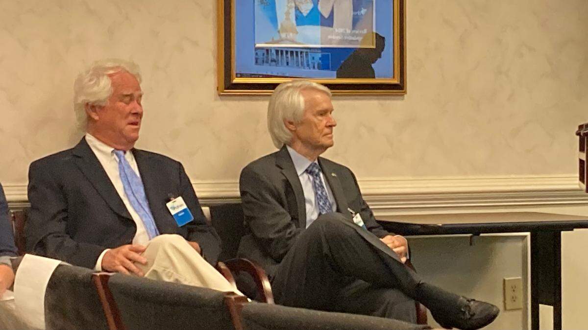 Former Department of Health and Environmental Control directors Rick Toomey and Doug Bryant attended the agency’s final board meeting Thursday June 13, 2024. The agency is being disbanded and the board dissolved. New state departments will take on DHEC’s responsibilities.