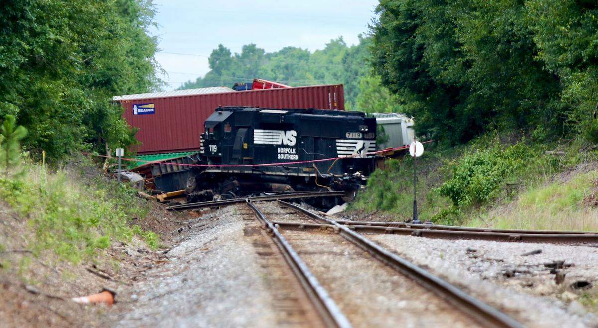 The scene of a train derailment in Columbia.