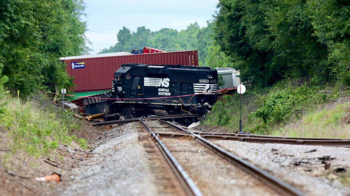 The scene of a train derailment in Columbia.