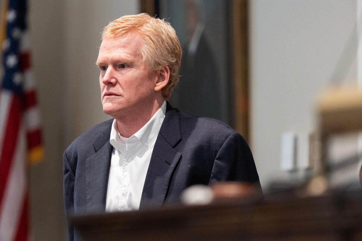 Alex Murdaugh stands next to the witness booth during a break in his trial for murder at the Colleton County Courthouse on Thursday, February 23, 2023. Joshua Boucher/The State/Pool