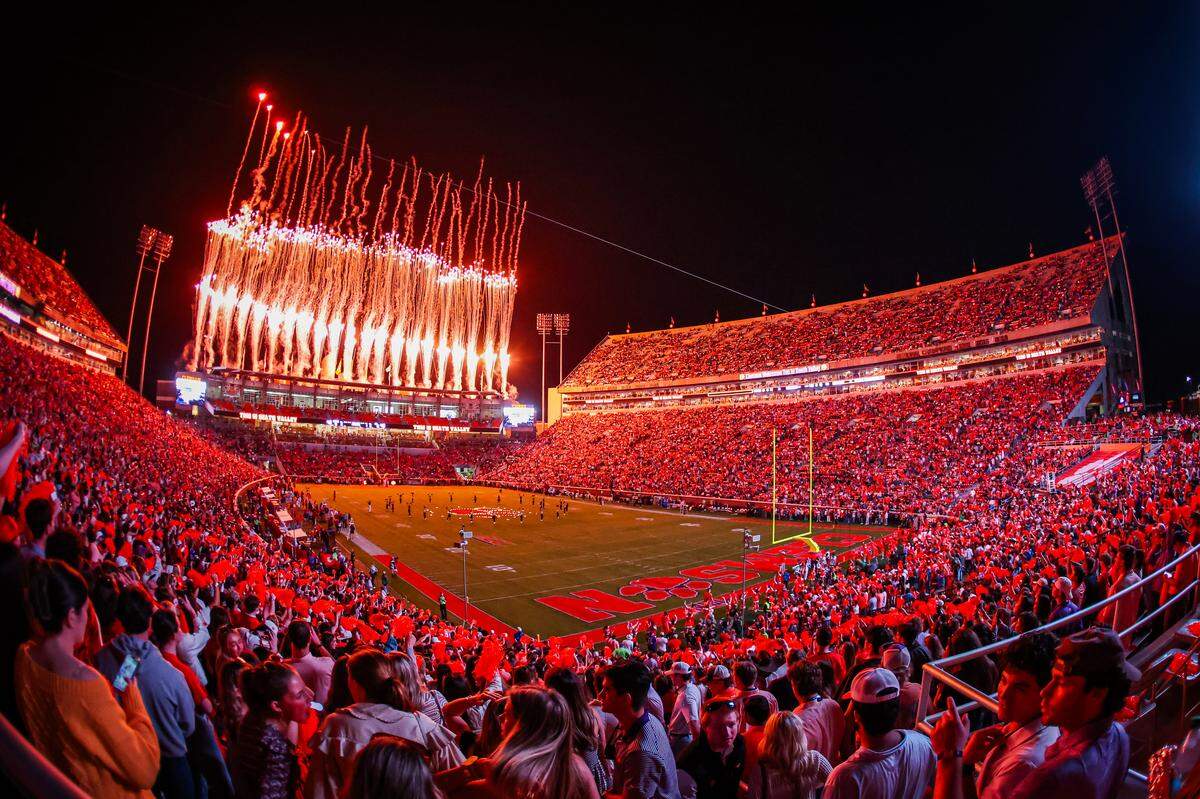Fireworks shoot before a football game between the Clemson Tigers and the Florida State Seminoles at Memorial Stadium on November 08, 2025 in Clemson, South Carolina. 