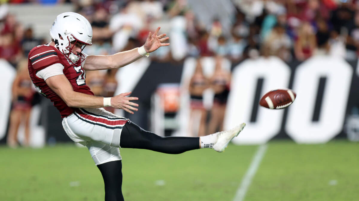 South Carolina’s Mason Love in the 2025 spring football game at Williams-Brice Stadium.