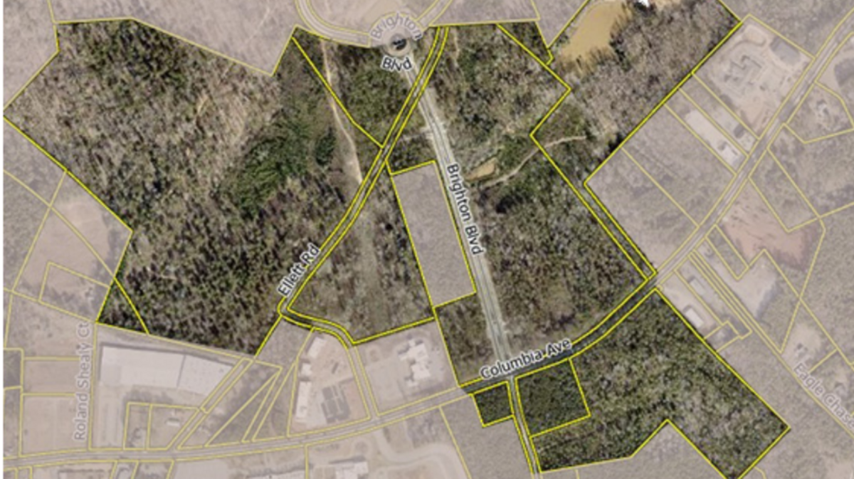 Outline of the Brighton development off of Columbia Avenue in Chapin.