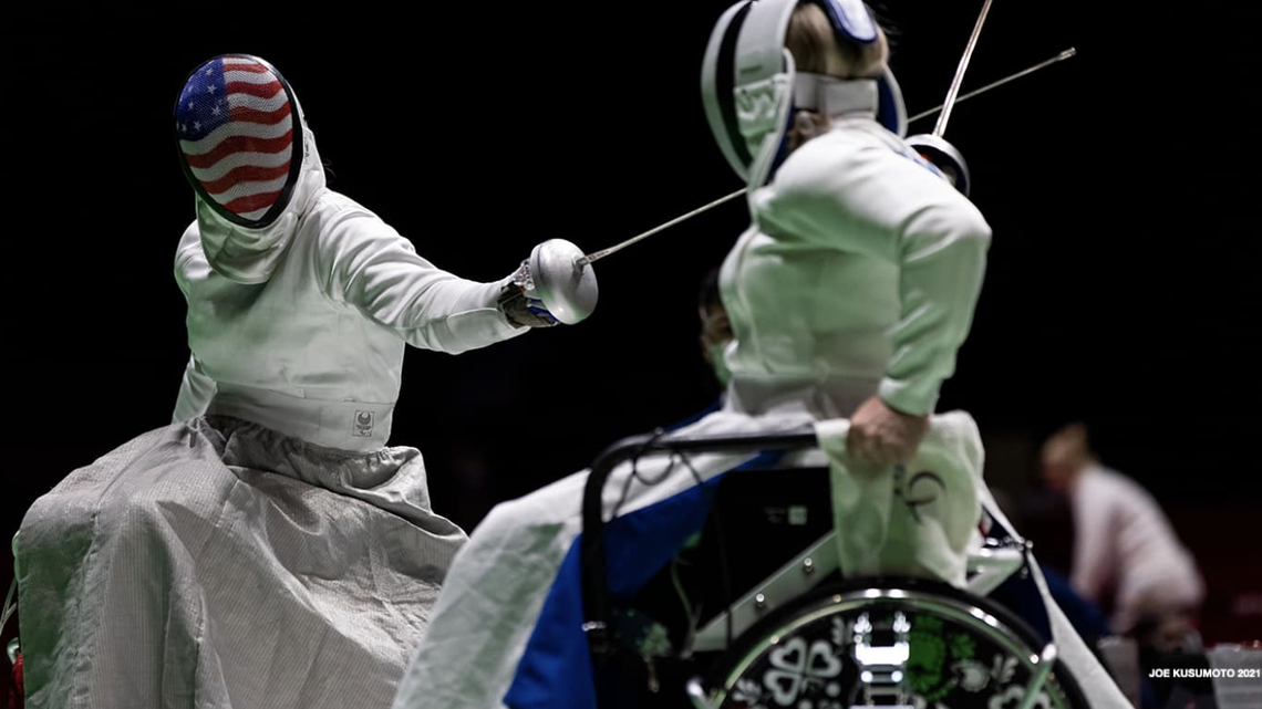 Ellen Geddes started whellchair fencing while in rehab at the Shepherd Center in Atlanta after an automobile accident left her paralyzed.