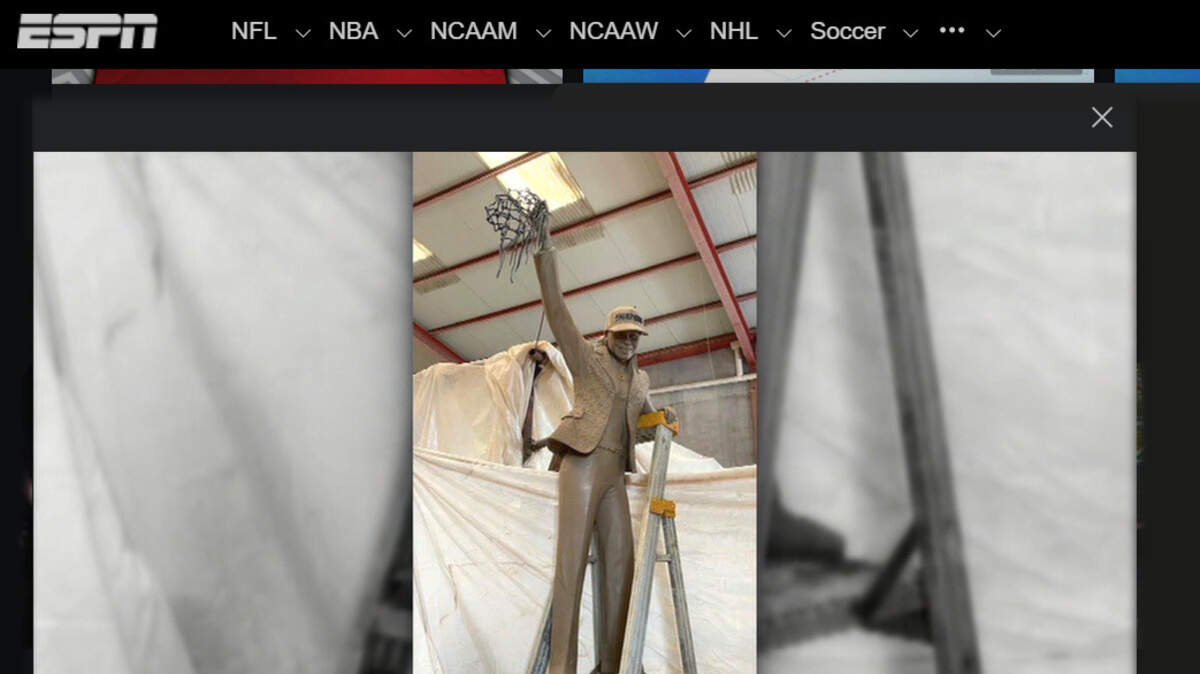 ESPN on its “College GameDay” episode Feb. 18 showed this view of the Dawn Staley statue that’s planned for Columbia.