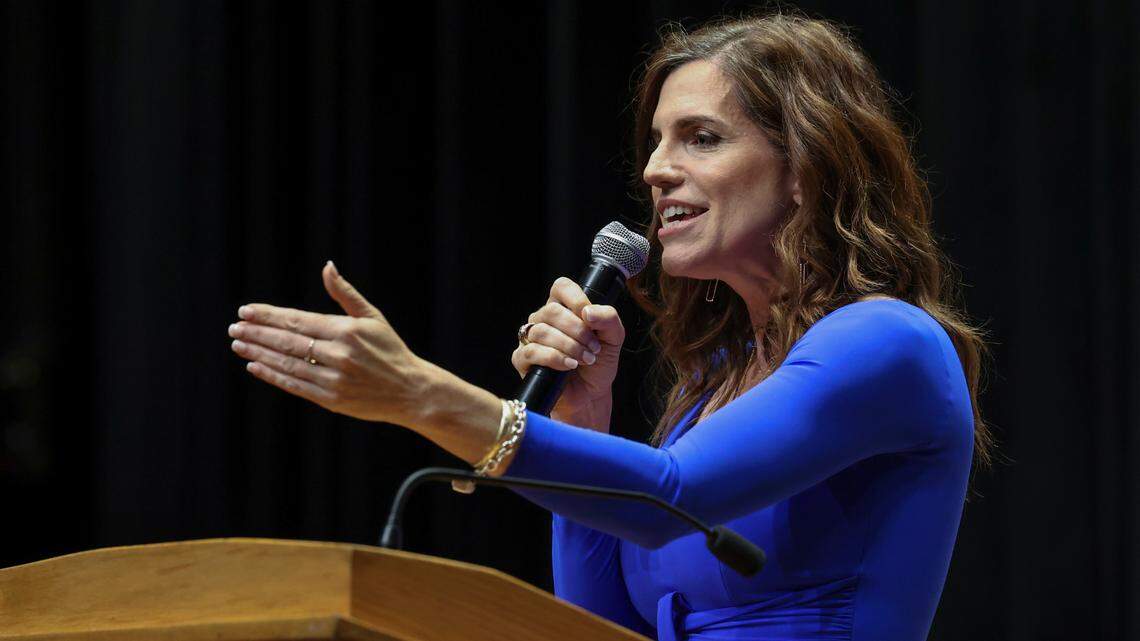 U.S. Representative Nancy Mace speaks during a program sponsored by Turning Point USA on Monday, April, 21, 2025. The event was held at Russell House on The University of South Carolina.