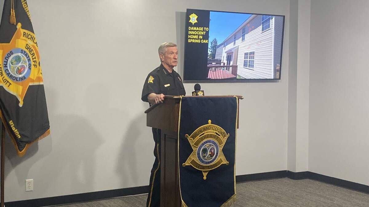 Richland County Sheriff Leon Lott shares a photo of damage done to a house in a Spring Oak during a shooting incident that occurred at approximately 1:50 a.m. June 4.