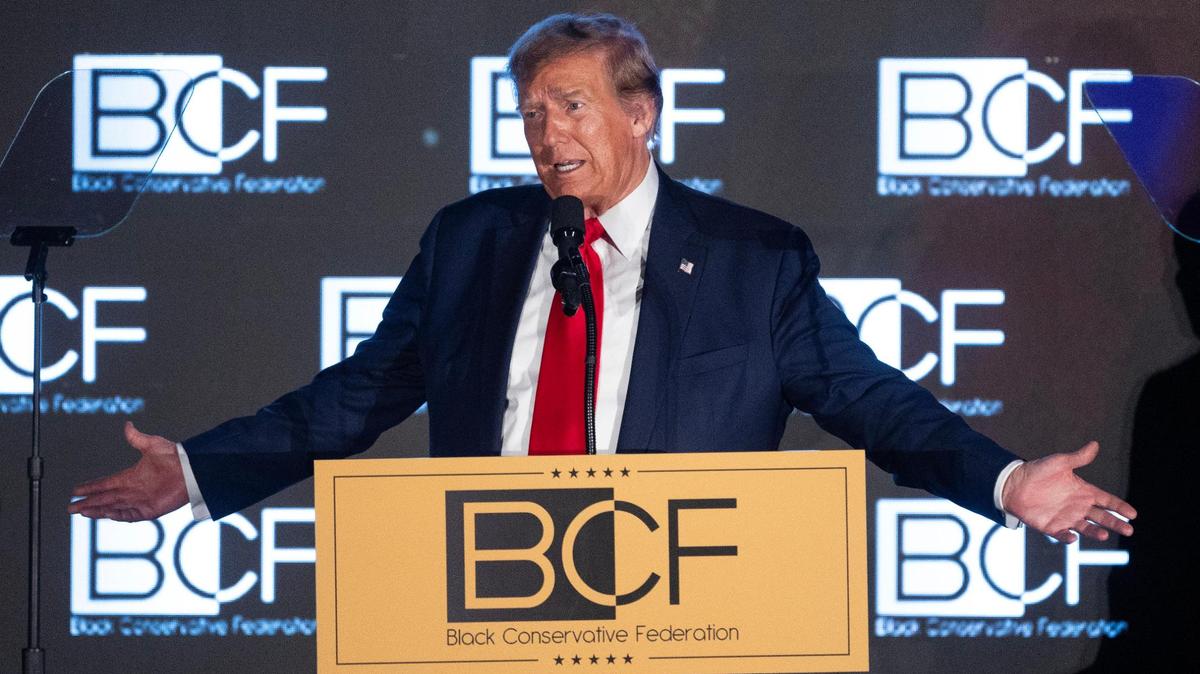 Former president and Republican presidential candidate Donald Trump appeared at the convention for the National Association of Black Journalists.