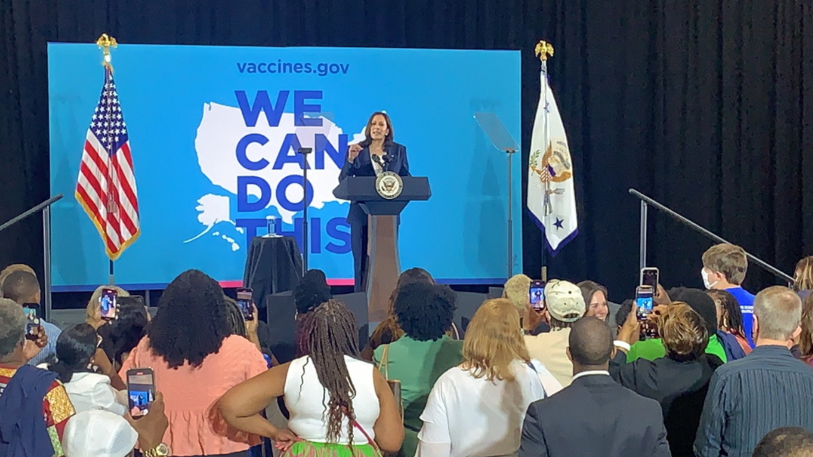 Vice President Kamala Harris arrives in Greenville, SC on Monday, June 14, 2021 as part of a tour to encourage Americans to get the COVID-19 vaccine.