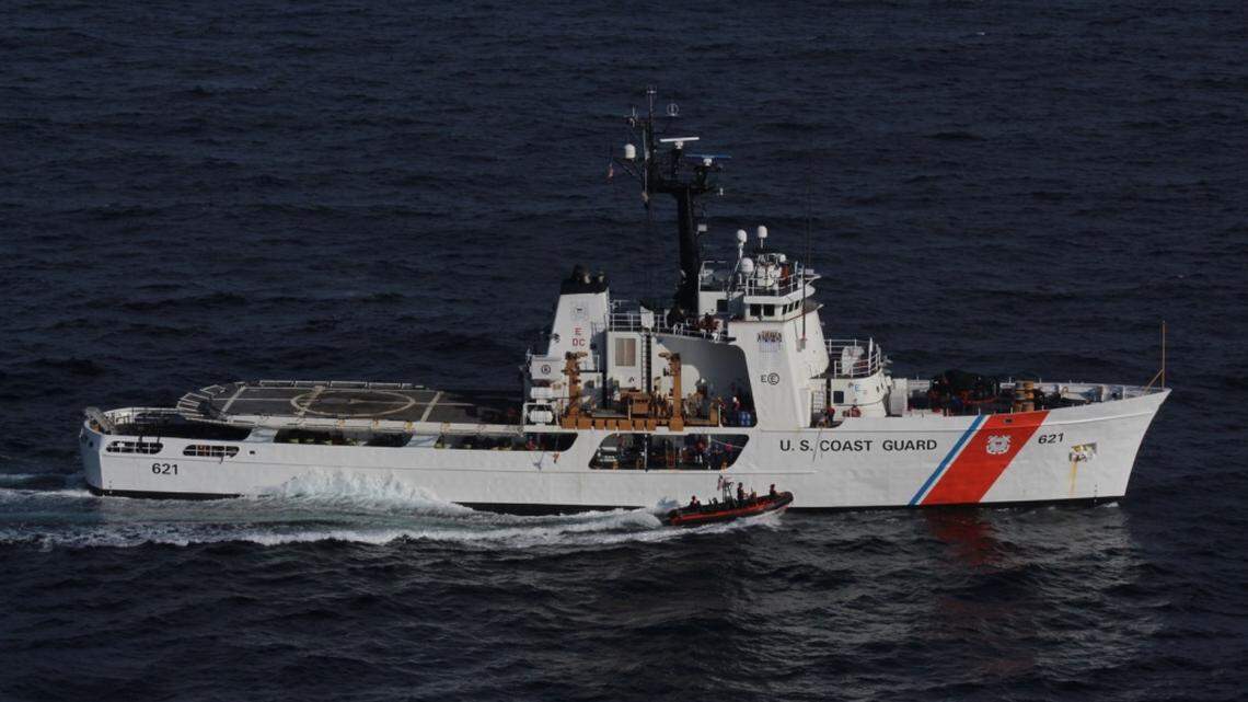 This file photo shows a vessel from the U.S. Coast Guard, which is participating in the search for a missing plane along the South Carolina coast.