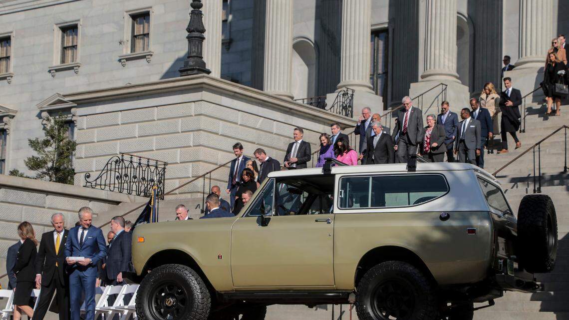 Scout Motors is welcomed to South Carolina during a ceremony at the South Carolina State House on Monday, March 20, 2023.