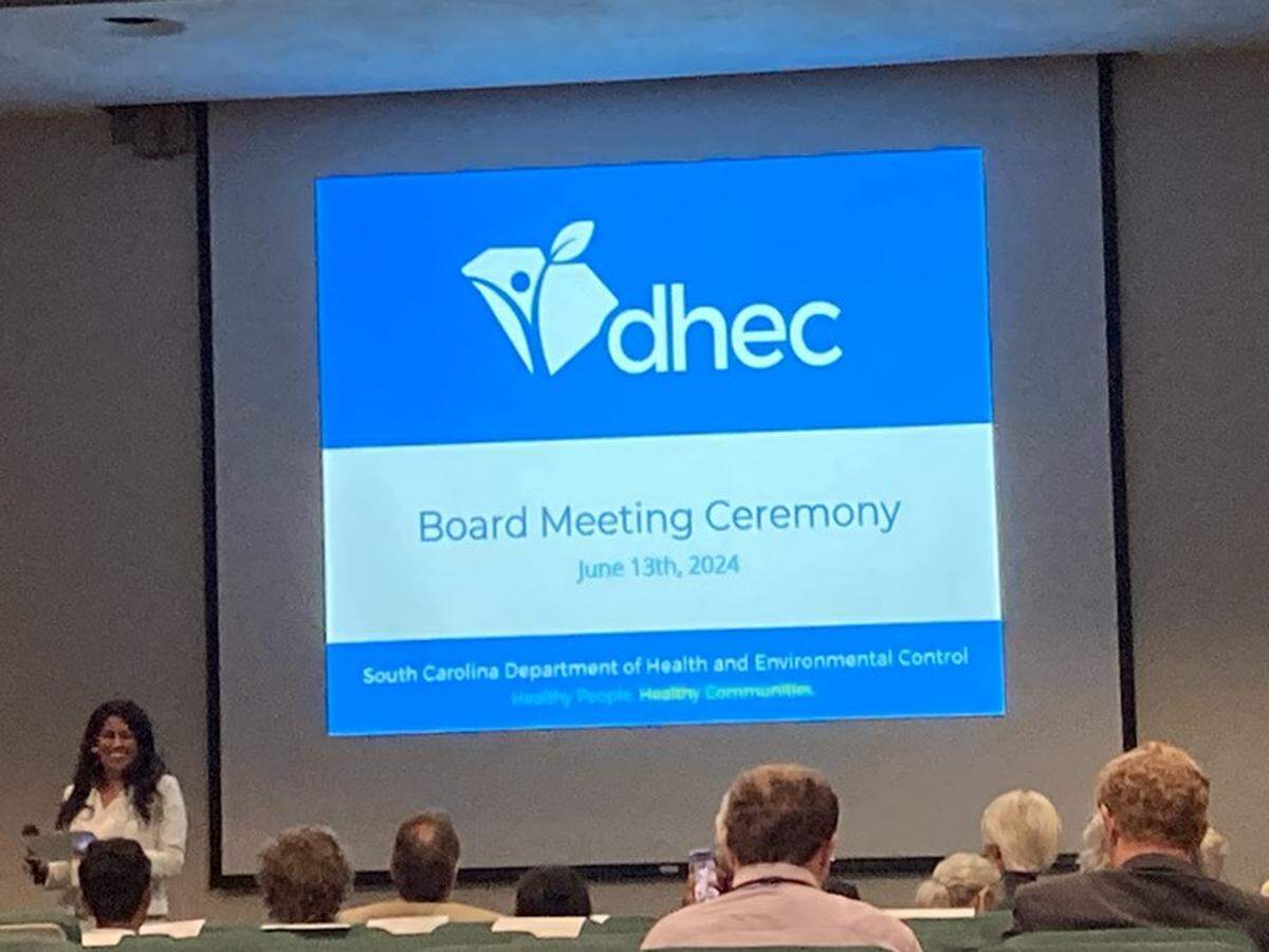 Department of Health and Environmental Control board chair Seema Shrivastava-Patel presides over an agency recognition ceremony after the board met for the final time June 13, 2024. DHEC is being disbanded and the board dissolved July 1, 2024. New agencies will take DHEC’s place.