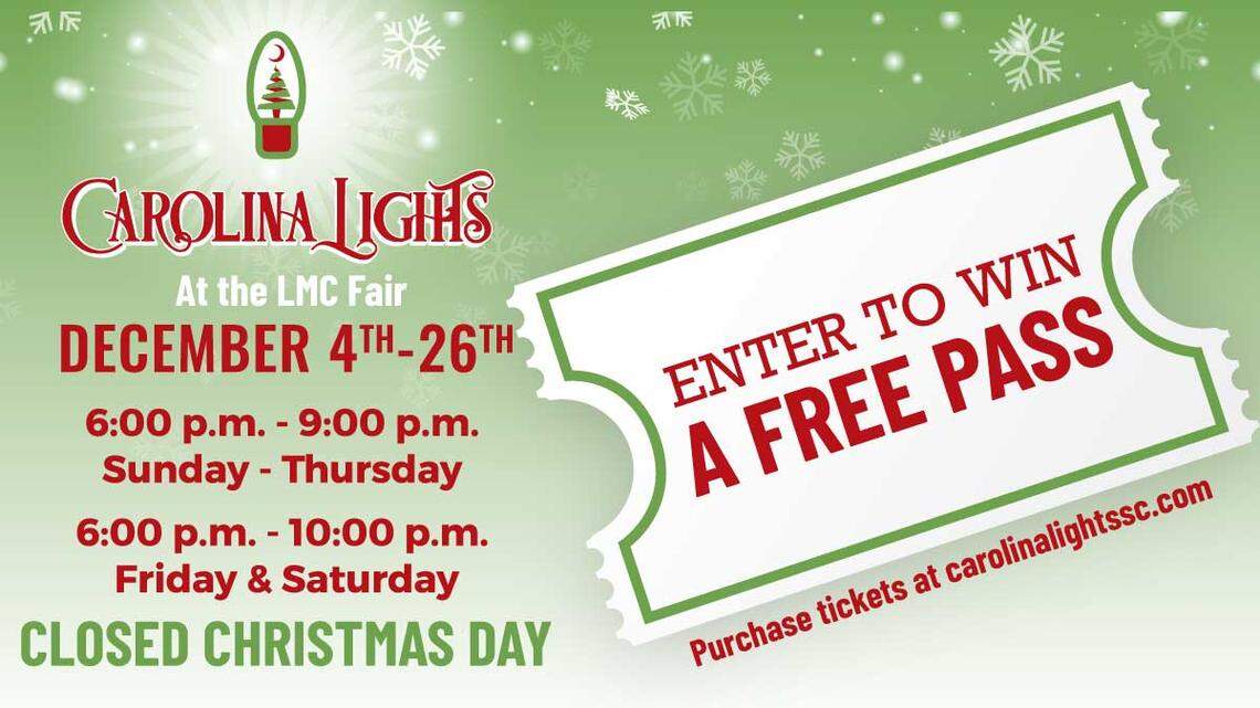 Want a free pass to Carolina Lights at the fairgrounds? Here’s how to enter our contest