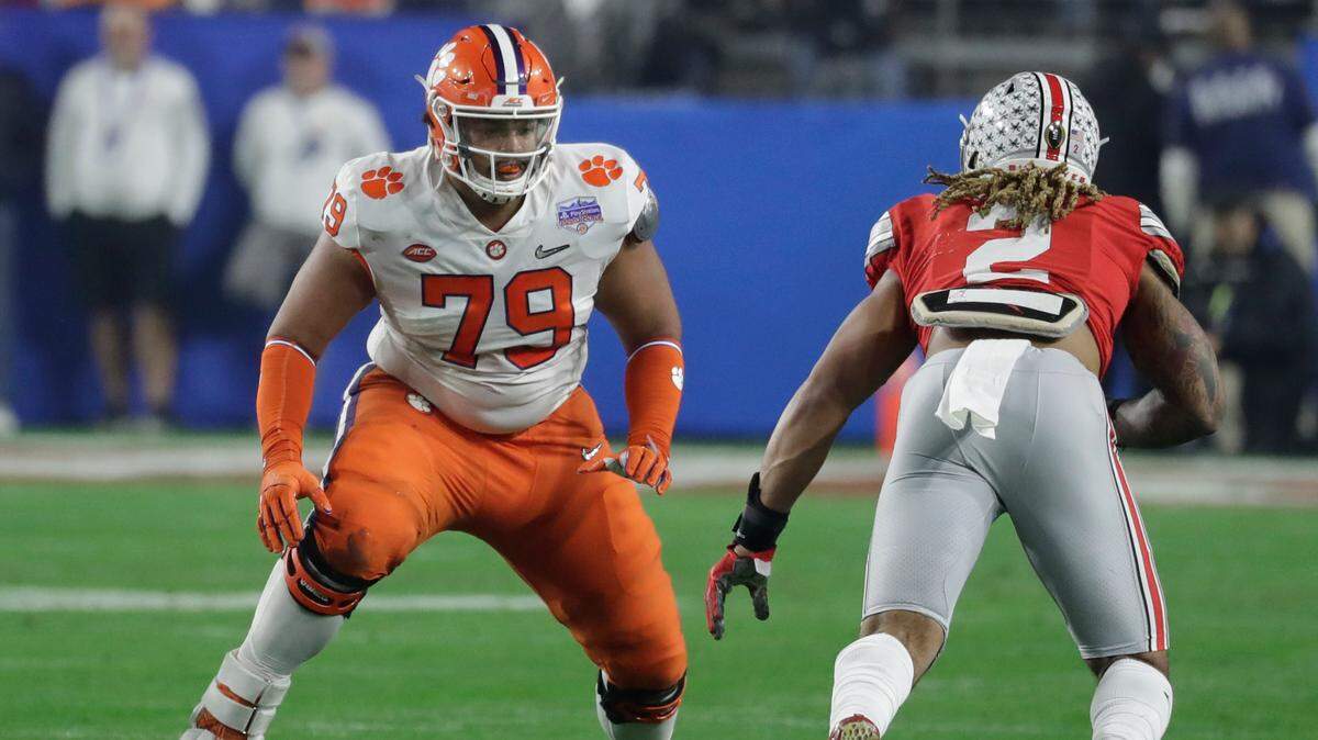 Clemson’s Jackson Carman faced off against first-round pick Chase Young in the 2019 Fiesta Bowl.