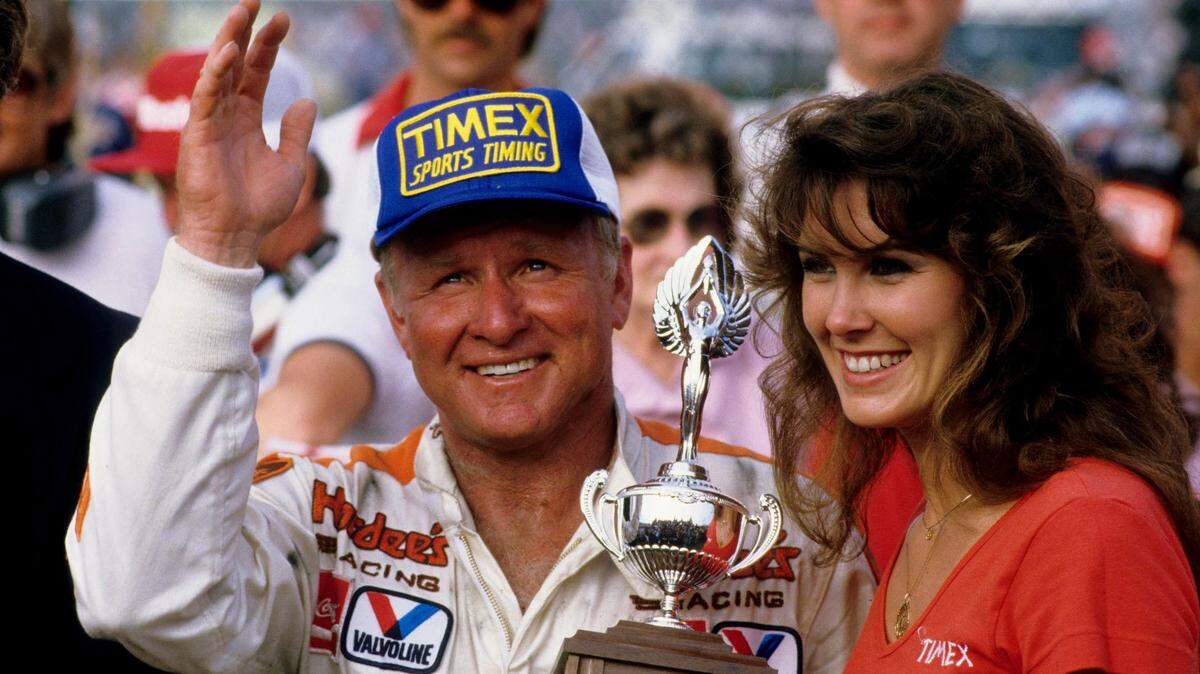 Feb 19, 1984: NASCAR Winston Cup driver Cale Yarborough celebrates in victory lane after winning the Daytona 500 at the Daytona International Speedway.