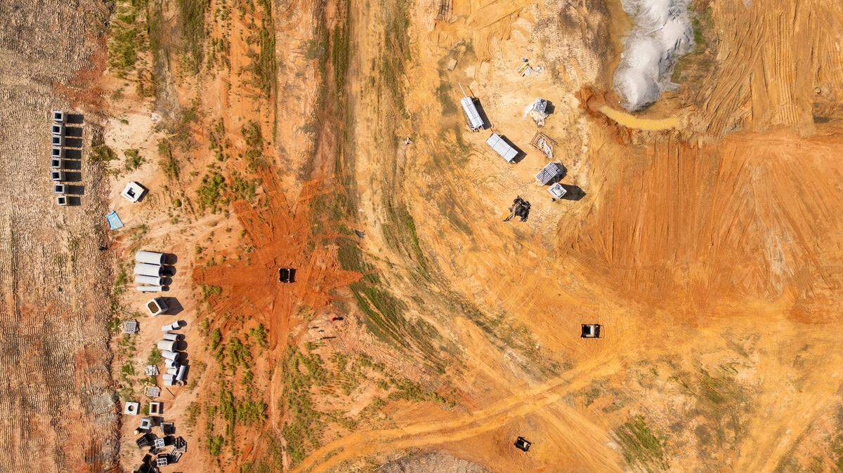 The Vince Ford Early Learning Center, a Richland 1 project whose construction was halted in January, from the air on Friday, August 16, 2024. 