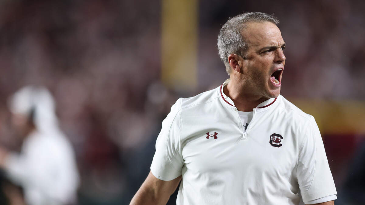 South Carolina head coach Shane Beamer hypes up his team during the Gamecocks’ game against Kentucky at Williams-Brice Stadium in Columbia on Saturday, September 27, 2025.