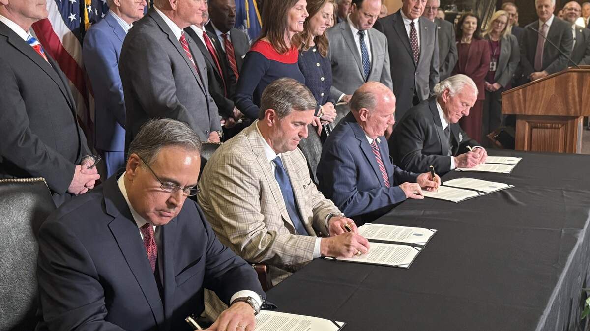 Leaders of SC’s three branches of government on Tuesday, March 3, 2026, celebrated the 250th anniversary year of the signing of the Declaration of Independence. They are from left to right Chief Justice John Kittredge, House Speaker Murrell Smith, Senate President Thomas Alexander and Gov. Henry McMaster. 