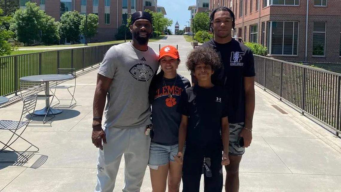 The Moore family, from left: Father Terrance, mother Alexandra, younger son Nate and older son T.J. (a true freshman wide receiver on the Clemson football team)