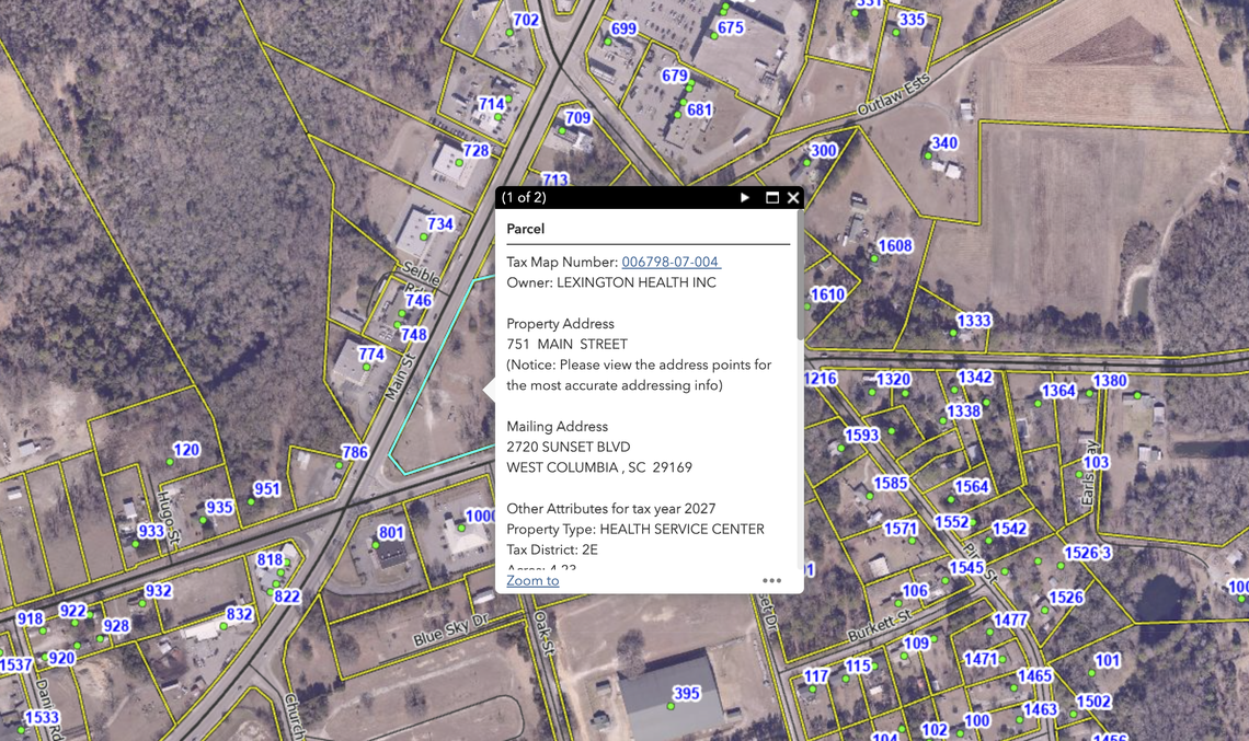 Lexington health owns a parcel at 751 Main Street in South Congaree, next to Congaree Elementary School.