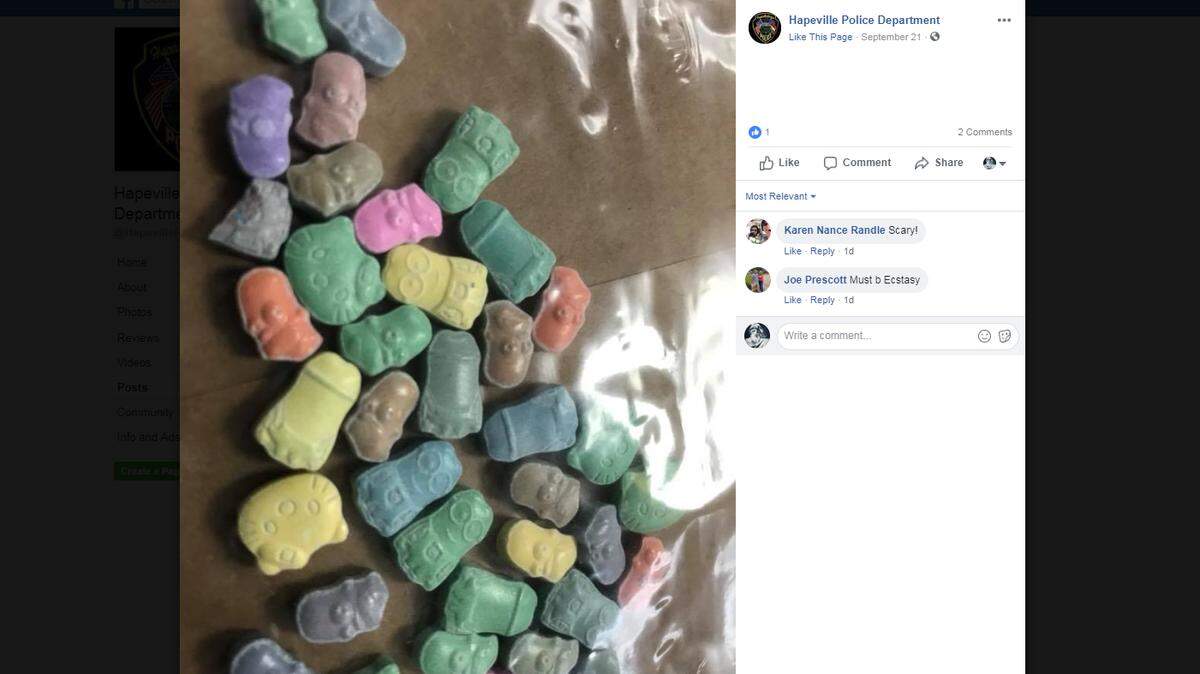 This screenshot shows drugs disguised as candy confiscated by the Hapeville Police Department.