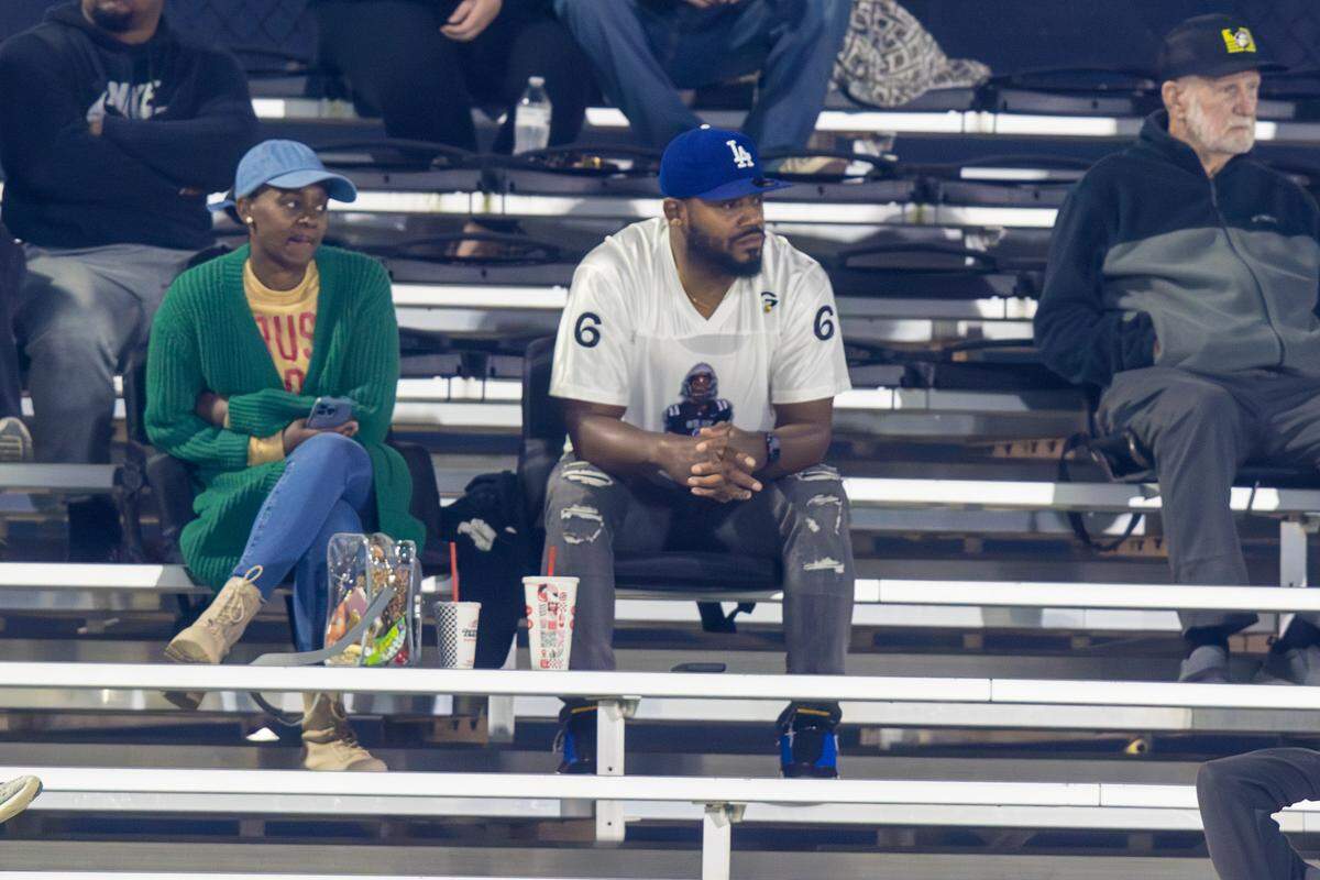 Former South Carolina standout Troy Williamson watches the game Friday between Gray Collegiate Academy and the Brookland-Cayce Bearcats. He is the father of Gray football players Royal and Royce Williamson.