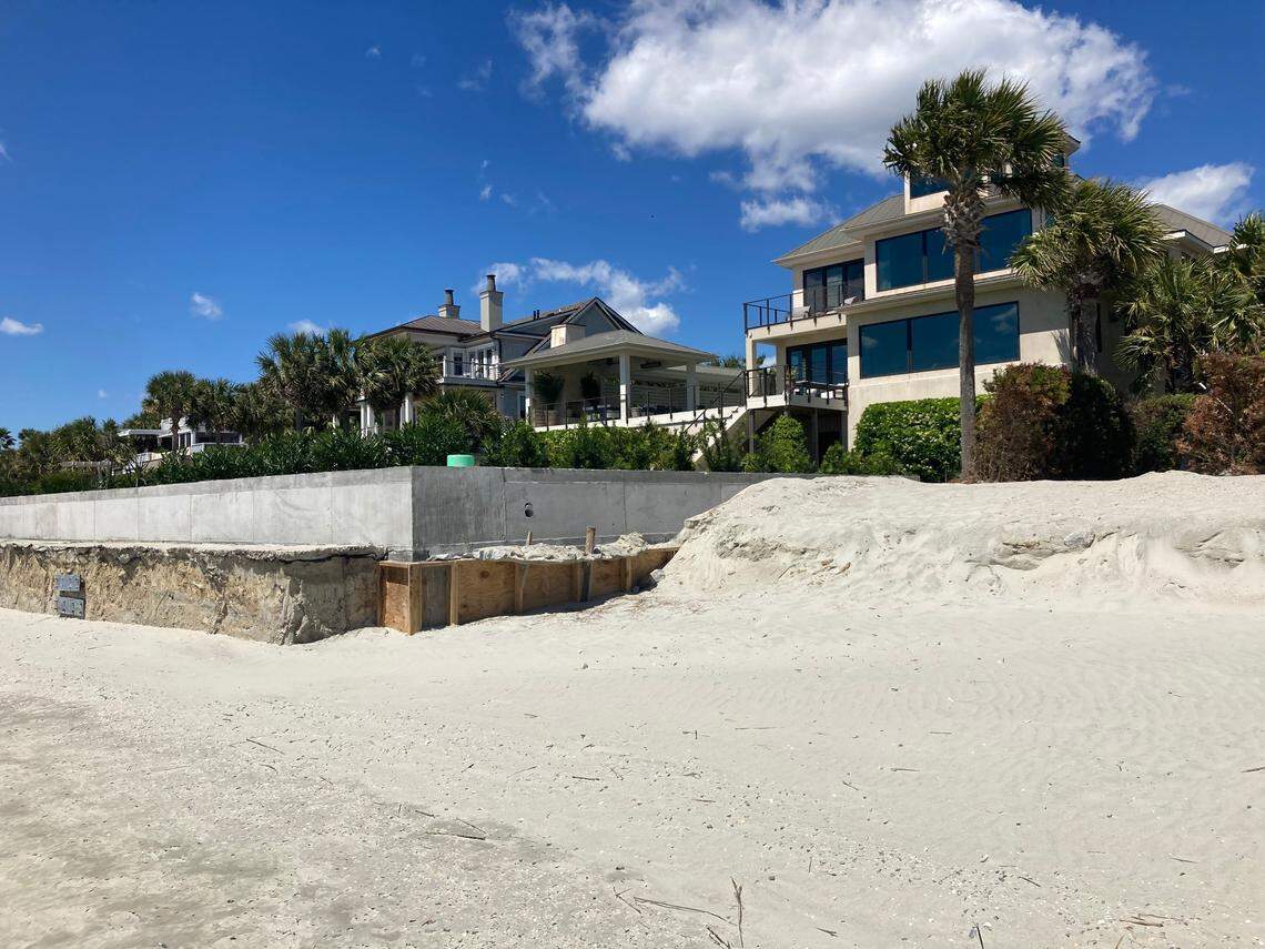 Seawalls and development on the beach are at the center of a growing dispute in South Carolina over how tightly to regulate oceanfront development as sea level rises. This property is at the Isle of Palms.