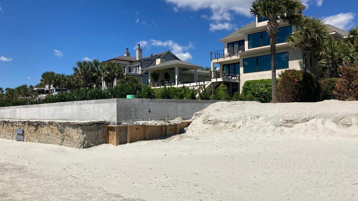 Seawalls and development on the beach are at the center of a growing dispute in South Carolina over how tightly to regulate oceanfront development as sea level rises. This property is at the Isle of Palms.