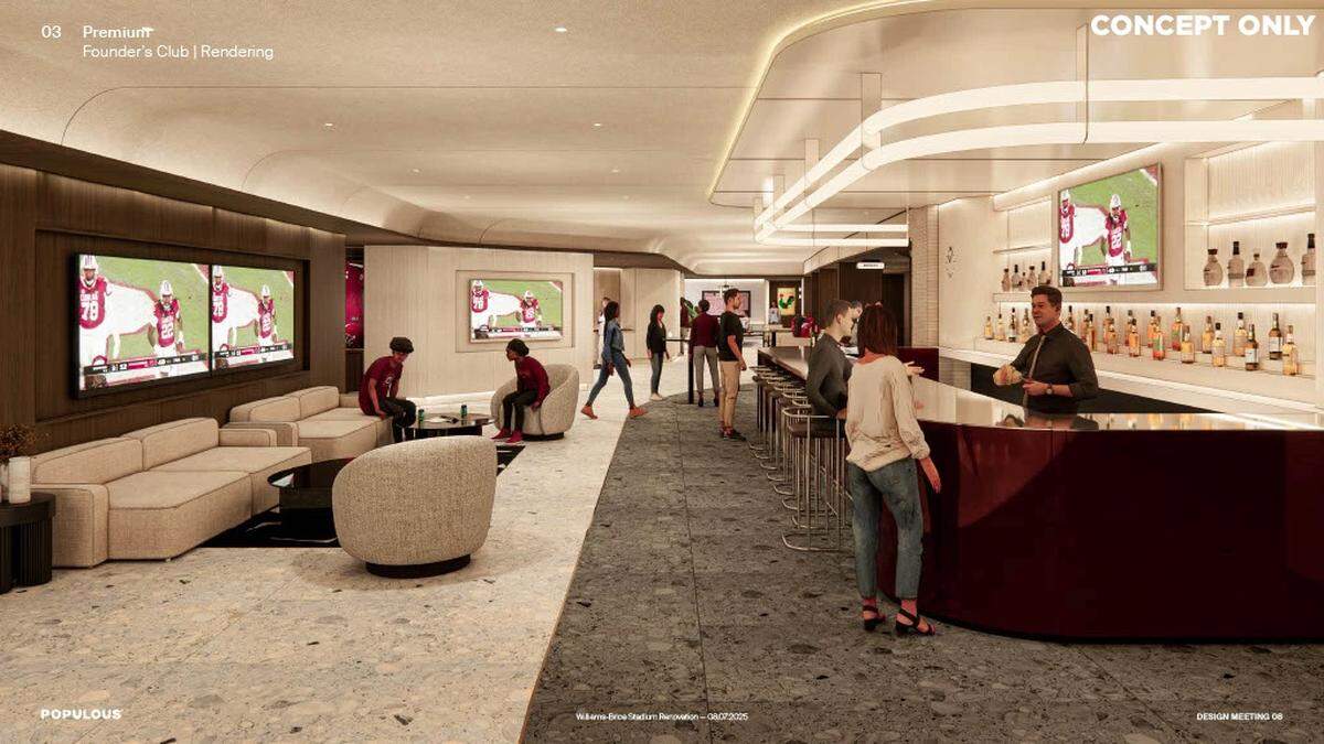 A look at the vision for the future founders club premium space at Williams-Brice Stadium.