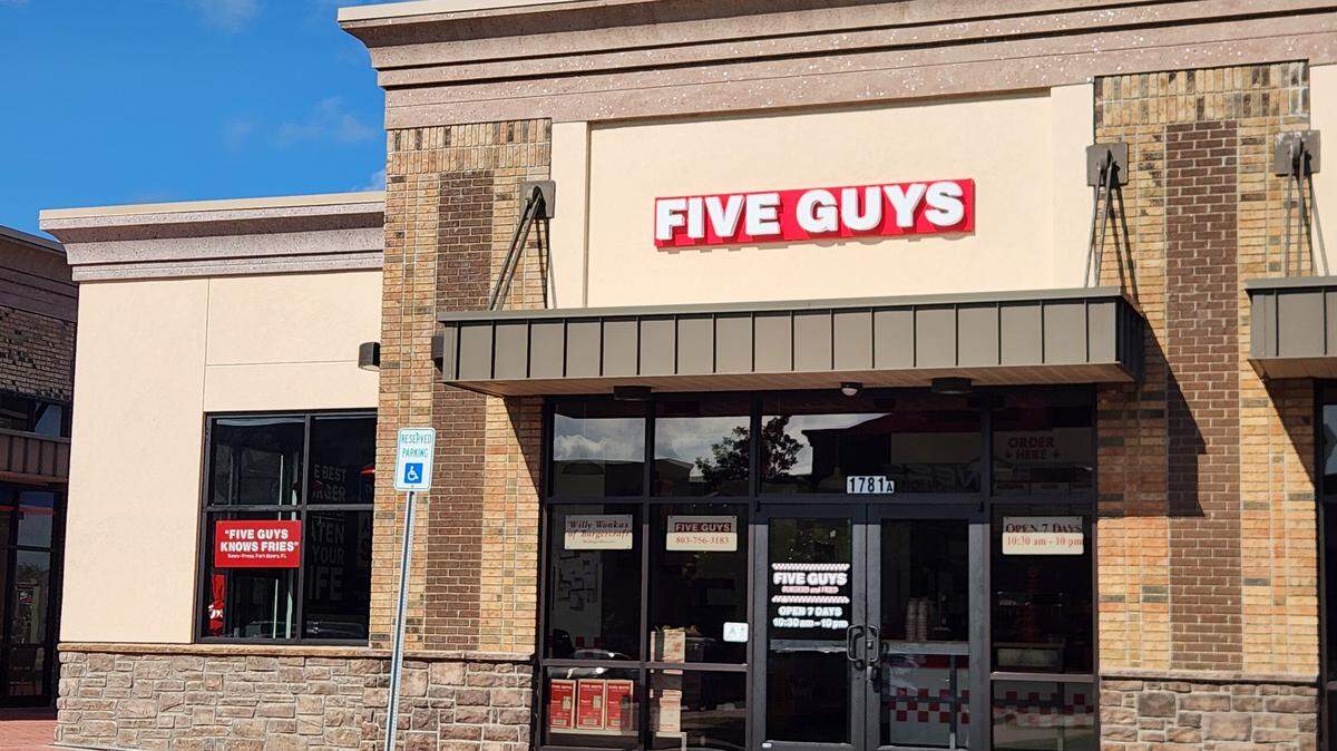 A Five Guys burger restaurant location recently opened at 1781 S. Lake Drive in the Red Bank area of Lexington County.