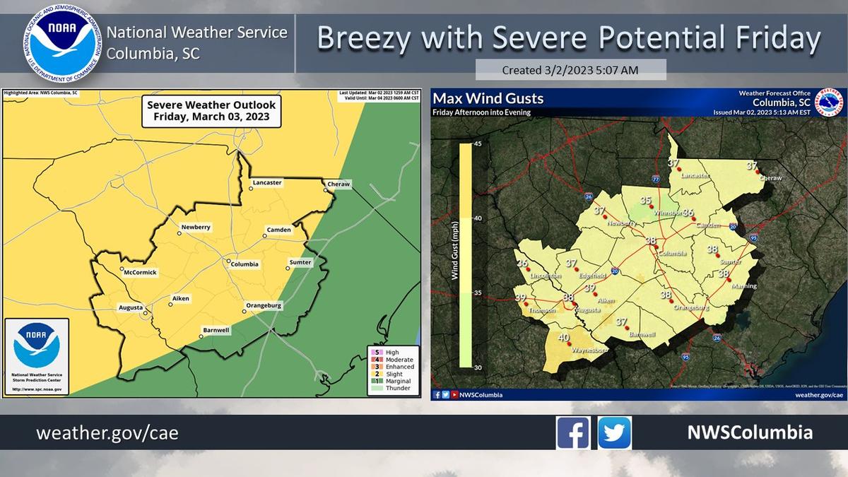 The severe weather forecast for South Carolina’s Midlands.