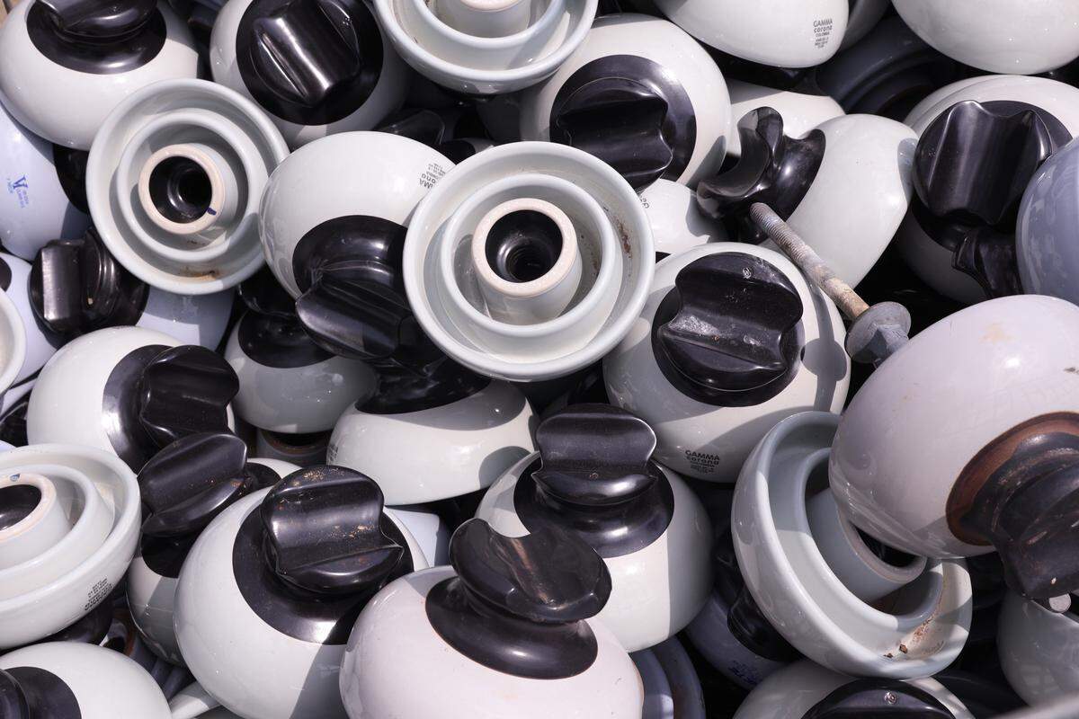 Pallets of items including cable, wire, ceramic insulators, poles and transformers are stored at the Dominion central distribution facility in Columbia. The items are on hand for daily needs and stored in sufficient quantities to supply outlying distribution centers in the state during emergencies. 